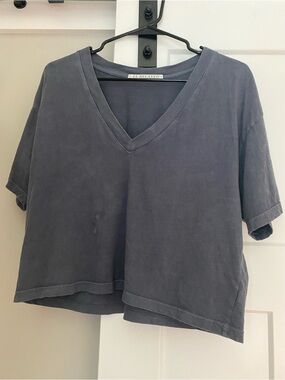 LA Relaxed Deep V-Neck Boxy Tee - Vintage Gray